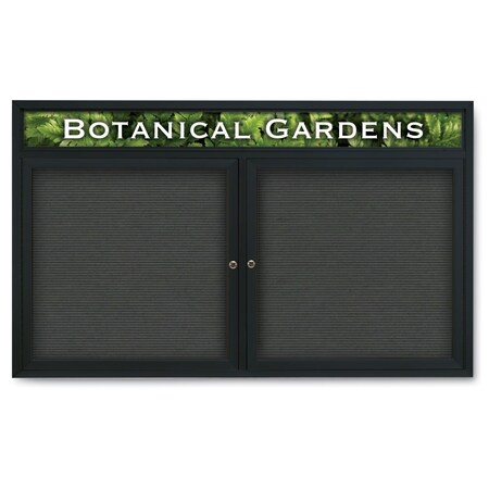 United Visual Products Indoor Enclosed Combo Board, 42"x32", Black Frame/Black Porc & Forbo UVCB4232B-BLKPORC-FORBO